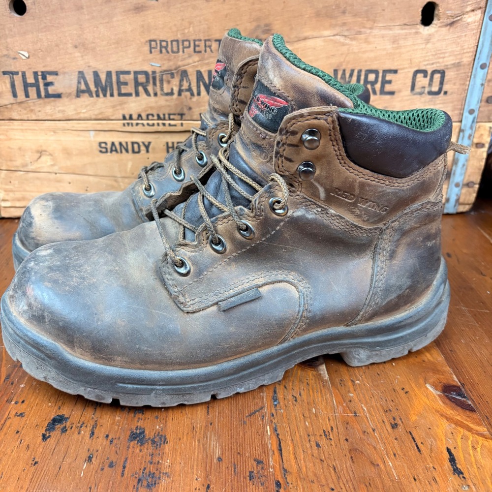 Red Wing Shoes King Toe Mens 10 Work Boots Brown Leather Lace Up‎ Steel Toe